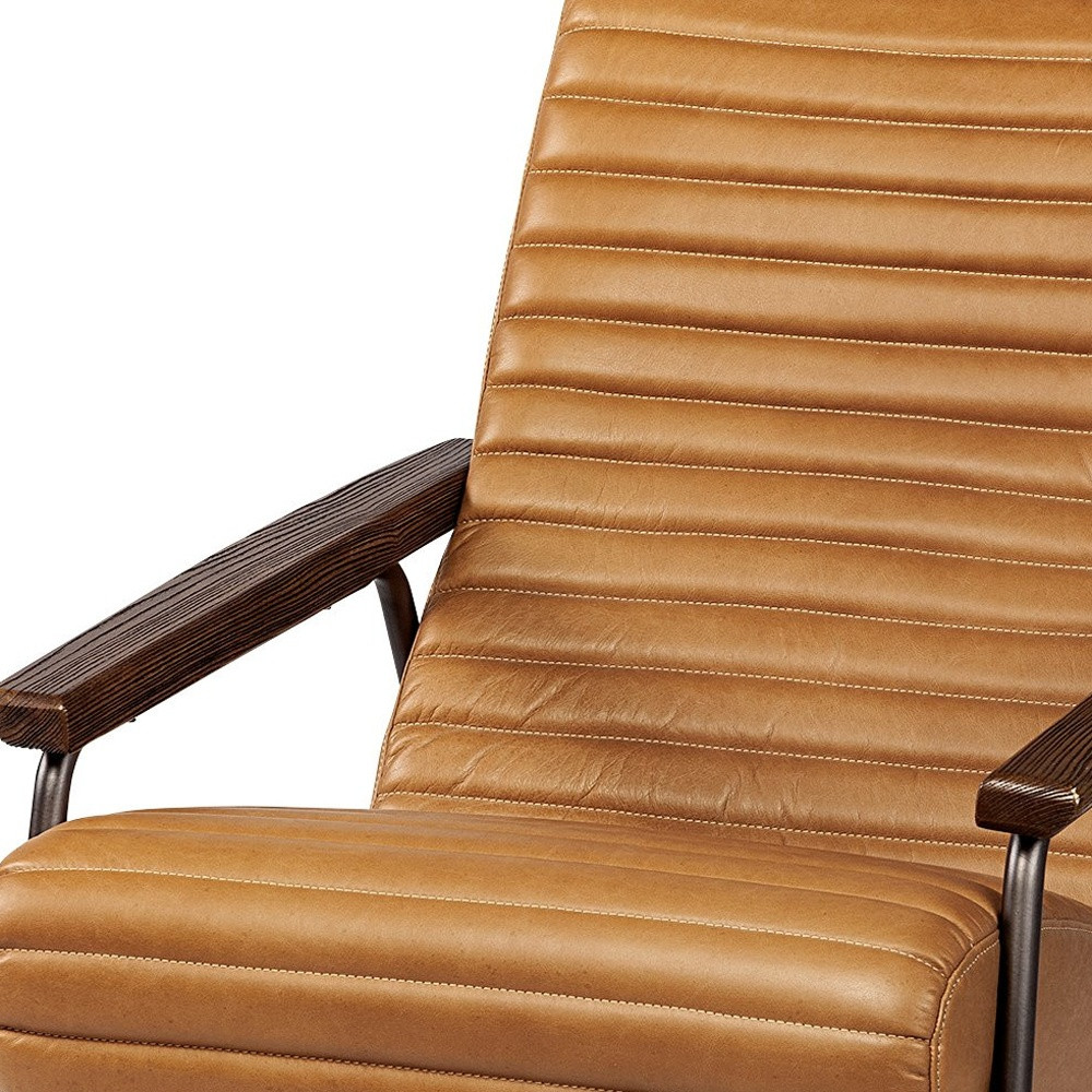Industrial Tan Faux Leather Arm Chair