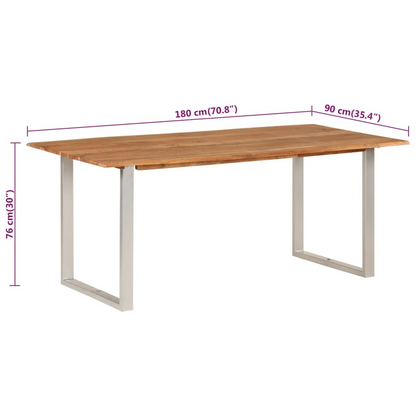 vidaXL Dining Table 70.9"x35.4"x29.9" Solid Acacia Wood Môdern Space Gallery
