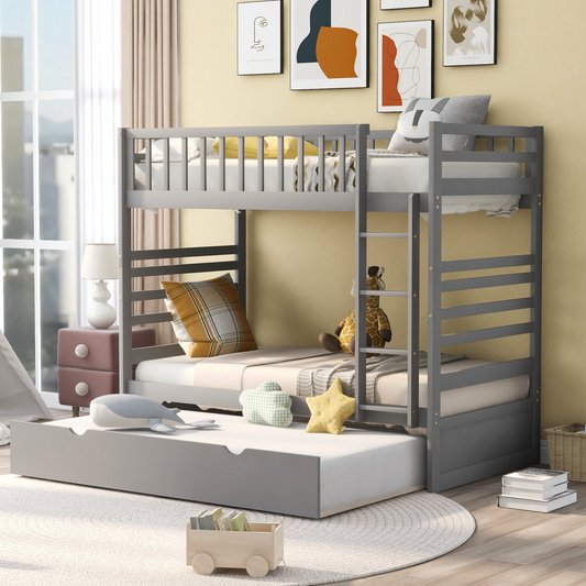 Twin Bunk Beds for Kids with Safety Rail and Movable Trundle bed Môdern Space Gallery