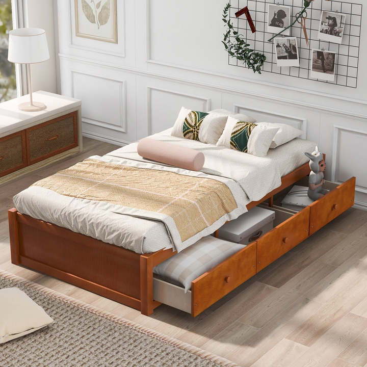 Twin Size Platform Storage Bed with 3 Drawers Môdern Space Gallery