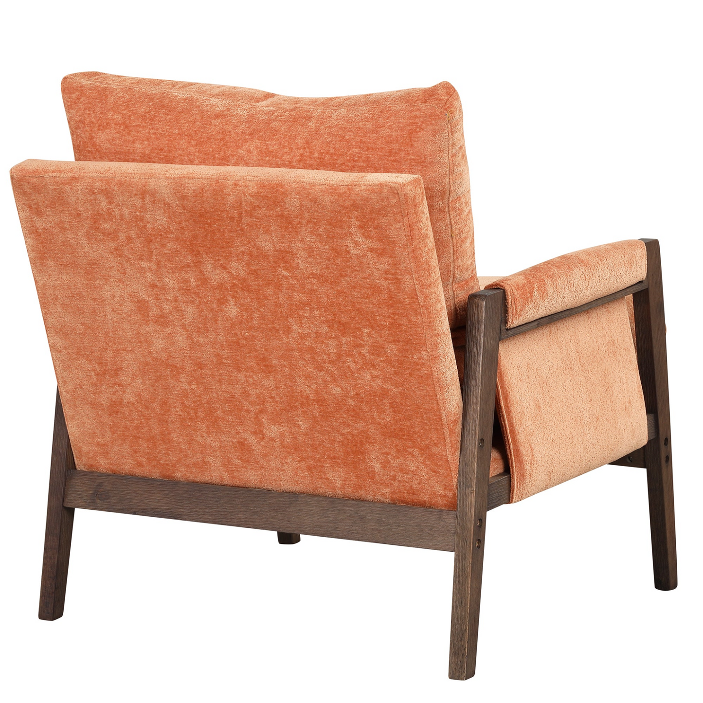 Mid-Century Modern Velvet Accent Chair,Leisure Chair with Solid Wood and Thick Seat Cushion for Living Room,Bedroom,Studio,Orange Môdern Space Gallery