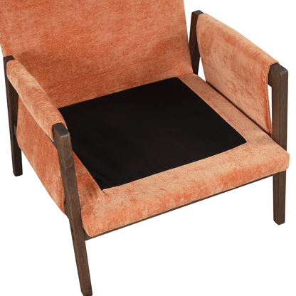 Mid-Century Modern Velvet Accent Chair,Leisure Chair with Solid Wood and Thick Seat Cushion for Living Room,Bedroom,Studio,Orange Môdern Space Gallery