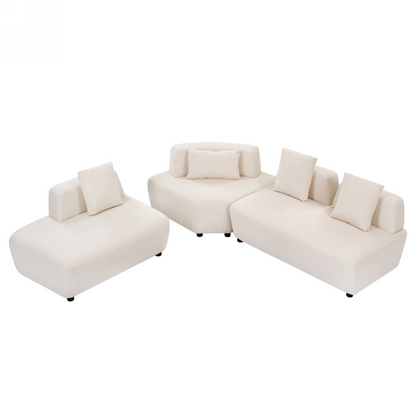 Contemporary 3-piece Sectional Sofa Free Convertible sofa with Four Removable Pillows for Living Room, Beige Môdern Space Gallery
