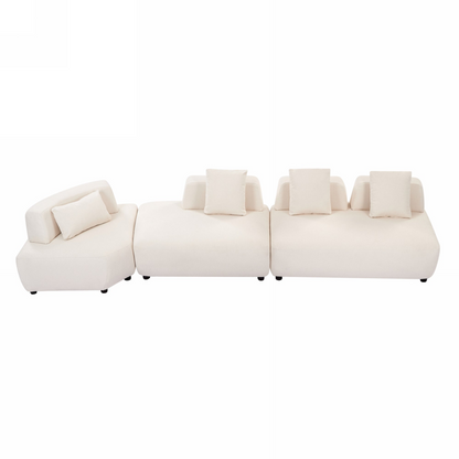 Contemporary 3-piece Sectional Sofa Free Convertible sofa with Four Removable Pillows for Living Room, Beige Môdern Space Gallery