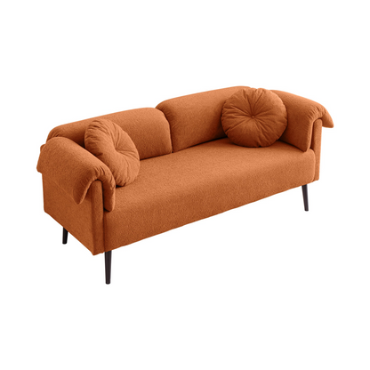 68.5" Modern Lamb Wool Sofa With Decorative Throw Pillows for Small Spaces Môdern Space Gallery