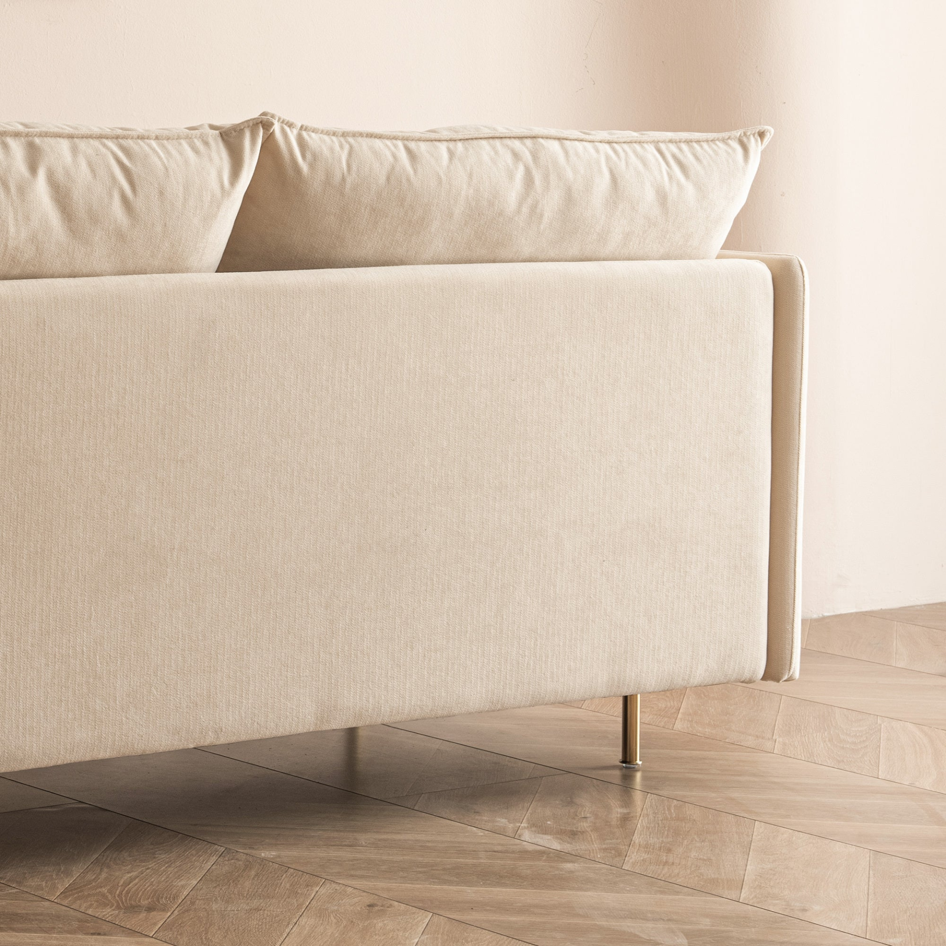 Modern Upholstered Loveseat Sofa,Beige Cotton Linen-63.8'' Môdern Space Gallery