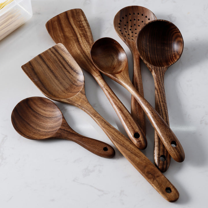 Thai Teak Wood Kitchen Utensils Set