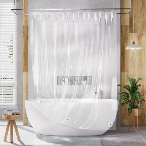 AmazerBath Shower Curtain Liner, 72x72 Clear Shower Curtain Liner, Waterproof Plastic Shower Liner, Cute Lightweight PEVA Shower Curtain for Bathroom with 3 Magnets and 12 Rustproof Metal Grommets AmazerBath