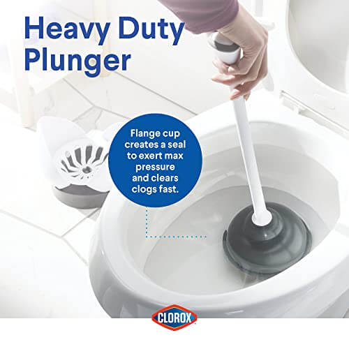 Clorox Toilet Plunger with Hideaway Caddy – Toilet Plunger for Bathroom, Bathroom Organizers & Storage, Bathroom Accessories, Toilet Unclogger, Plunger with Holder