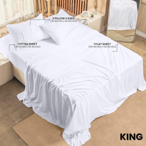 Utopia Bedding King Bed Sheets Set - 4 Piece Bedding - Brushed Microfiber - Shrinkage and Fade Resistant - Easy Care (King, White) Utopia Bedding