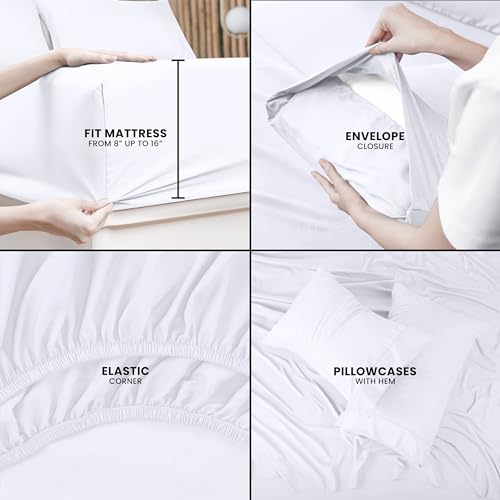 Utopia Bedding King Bed Sheets Set - 4 Piece Bedding - Brushed Microfiber - Shrinkage and Fade Resistant - Easy Care (King, White) Utopia Bedding