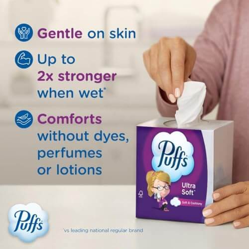 Puffs Ultra Soft Non-Lotion Tissues, 10 Cubes, 56 Tissues Per Box