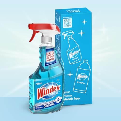 Windex Glass and Window Cleaner Spray Bottle, Packaging Designed to Prevent Leakage and Breaking, Surface Cleaning Spray, Original Blue Scent, 23 Fl Oz