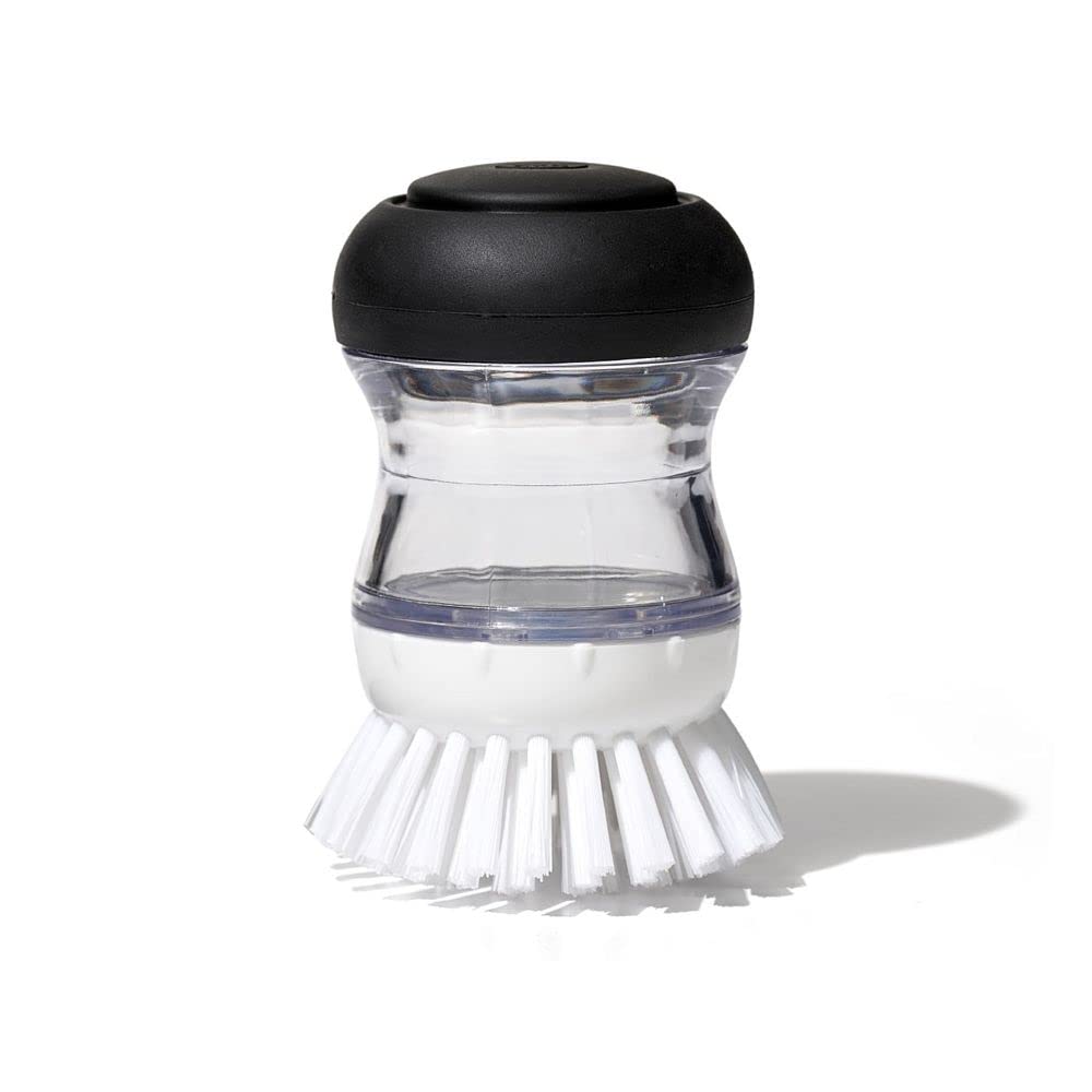 OXO Good Grips Soap Dispensing Palm Brush, Black/Clear/White