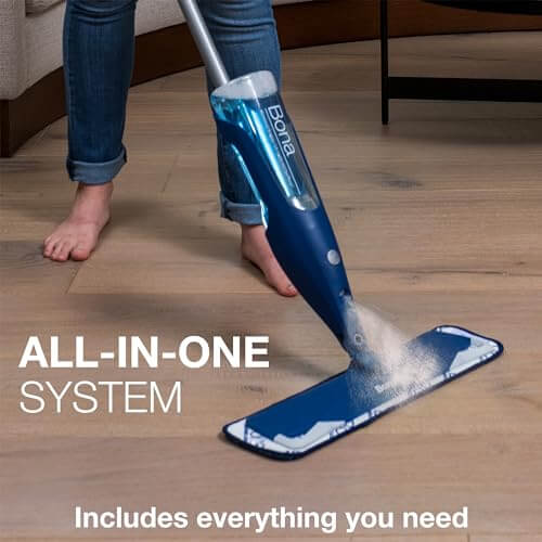 Bona Hardwood Floor Premium Spray Mop - Includes Hardwood Floor Cleaning Solution and Machine Washable Microfiber Cleaning Pad - Dual Zone Cleaning for Faster Cleanup - Spray Mop for Wood Floors