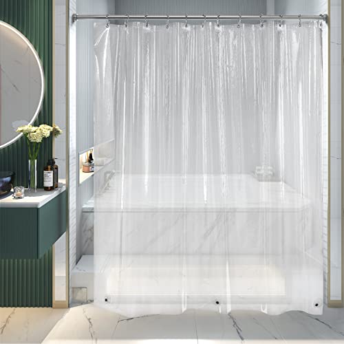 AmazerBath Shower Curtain Liner, 72x72 Clear Shower Curtain Liner, Waterproof Plastic Shower Liner, Cute Lightweight PEVA Shower Curtain for Bathroom with 3 Magnets and 12 Rustproof Metal Grommets AmazerBath