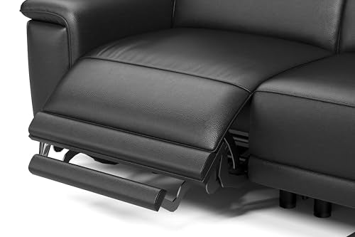 Valencia Pista Leather Reclining Sectional Sofa with Right Hand Chaise - Italian Nappa 11000 Top Grain Leather Couch - Power Reclining Seat with Leggett Adjustable Headrests - Black 