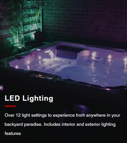 Canadian Spa Company KH-10140 Ottawa 5-Person 38-Jet Luxury Hot Tub 240V with LED Lighting, Built-in Bluetooth, Aromatherapy Canister, and Glacier Filtration Generic