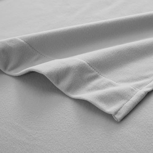 Flannel Sheets Queen Size Warm and Cozy Deep Pocket Breathable All Season Bedding Set with Fitted with Full Elastic & Built in Corner Sheet Straps, Flat and Pillowcases, Queen, Silver Sweet Home Collection