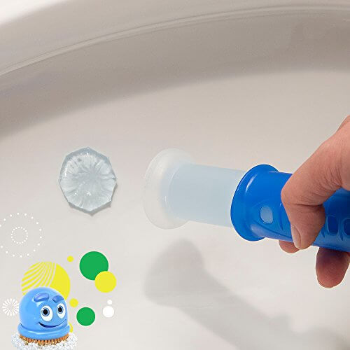 Scrubbing Bubbles Fresh Gel Toilet Bowl Cleaning Stamps, Helps Keep Toilet Clean and Helps Prevent Limescale & Rings, Rainshower Scent, 1 Dispenser with 6 Fresh Gel Stamps