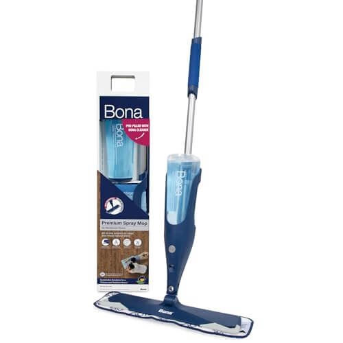 Bona Hardwood Floor Premium Spray Mop - Includes Hardwood Floor Cleaning Solution and Machine Washable Microfiber Cleaning Pad - Dual Zone Cleaning for Faster Cleanup - Spray Mop for Wood Floors