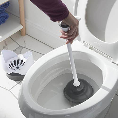 Clorox Toilet Plunger with Hideaway Caddy – Toilet Plunger for Bathroom, Bathroom Organizers & Storage, Bathroom Accessories, Toilet Unclogger, Plunger with Holder