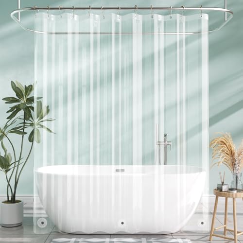 AmazerBath Shower Curtain Liner, 72x72 Clear Shower Curtain Liner, Waterproof Plastic Shower Liner, Cute Lightweight PEVA Shower Curtain for Bathroom with 3 Magnets and 12 Rustproof Metal Grommets AmazerBath