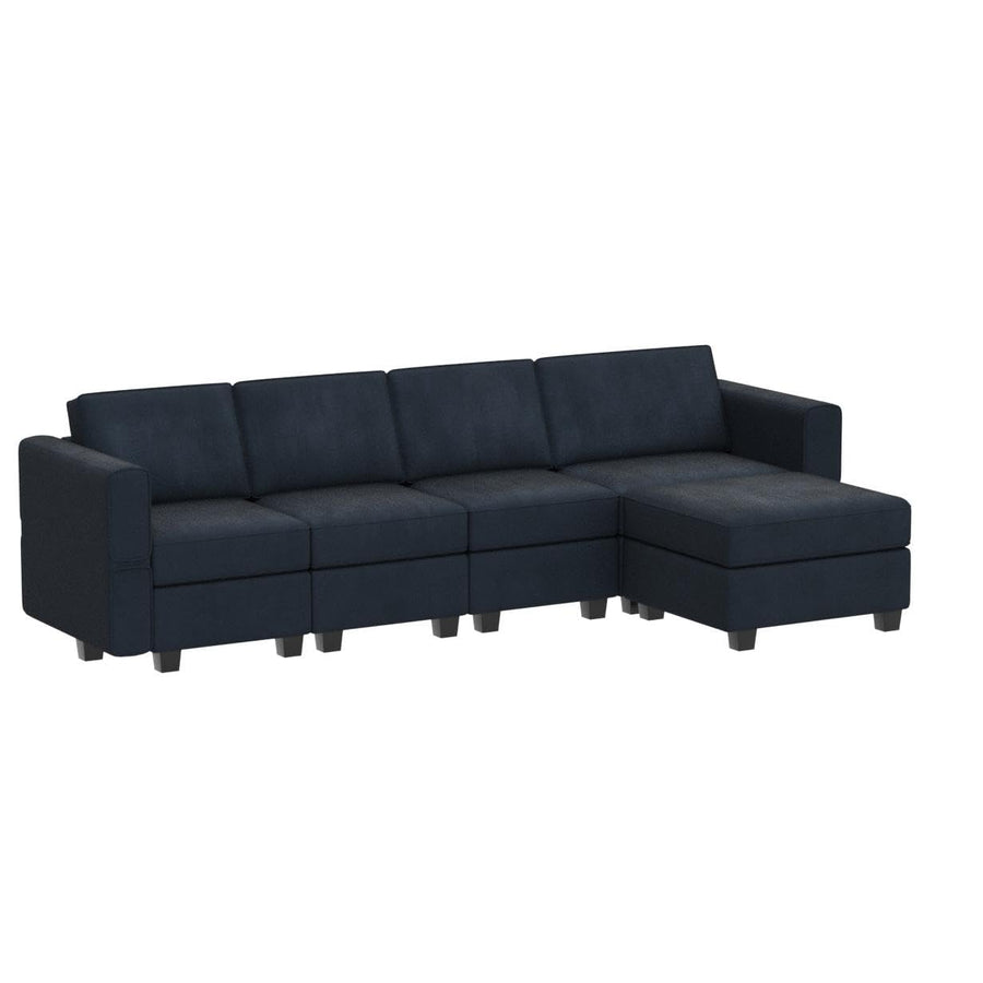 Belffin Modular Sectional Sofa Couch with Reversible Chaise Velvet L Shaped Storage 4-seat Convertible Blue… 