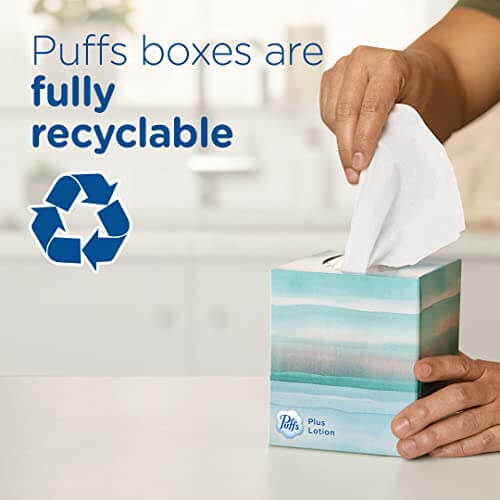 Puffs Plus Lotion with Vicks Facial Tissues, 4 Cubes, 48 Tissues per Box