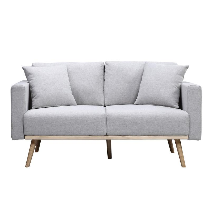 Easton Light Gray Linen Fabric Sofa Loveseat Chair Living Room Set with USB Charging Ports Pockets & Pillows Môdern Space Gallery
