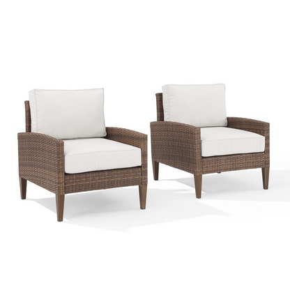Capella 2Pc Outdoor Wicker Chair Set Creme/Brown - 2 Armchairs Môdern Space Gallery