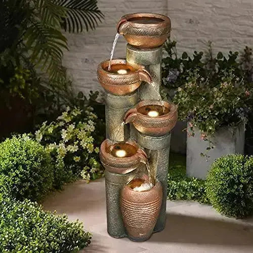 5-Tier Relaxing Outdoor Indoor Garden Water Fountain Decor - 39.7’’H