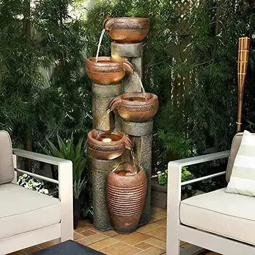 5-Tier Relaxing Outdoor Indoor Garden Water Fountain Decor - 39.7’’H