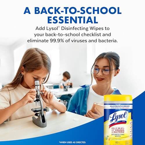 Lysol Disinfectant Wipes, Multi-Surface Antibacterial Cleaning Wipes, For Disinfecting and Cleaning, Lemon and Lime Blossom, Pack of 4 (Packaging may vary)