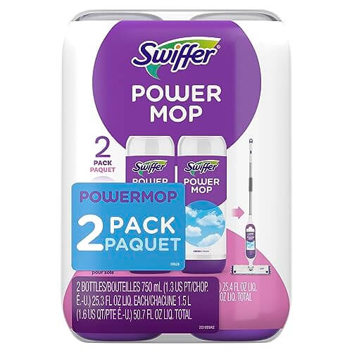 Swiffer PowerMop Floor Cleaning Solution with Fresh Scent, PowerMop Refills, Floor Cleaner for Mopping, 25.3 fl oz, 2 Pack