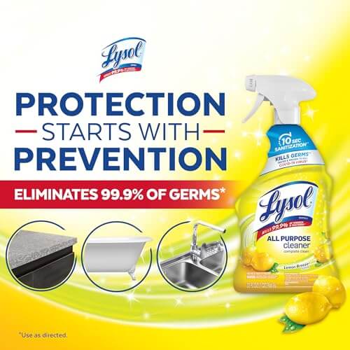 Lysol All-Purpose Cleaner, Sanitizing and Disinfecting Spray, To Clean and Deodorize, Lemon Breeze Scent, 32oz