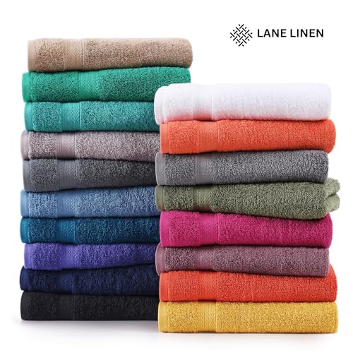 LANE LINEN 24 Piece Bath Towel Set - Premium 100% Cotton Towels, 2 Bath Sheets, 4 Bath Towels, 6 Hand Towels, 8 Wash Cloths for your Face and Body, 4 Fingertip Towels for Bathroom - Cerulean Blue LANE LINEN