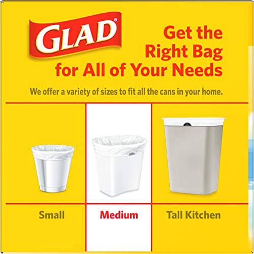 Glad Medium Kitchen Drawstring Trash Bags, 8 Gal, Fresh Clean Scent, 80 Ct (Package May Vary)