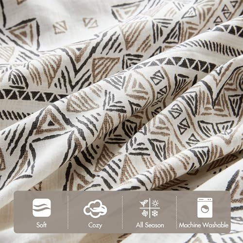 Madison Park King Comforter Set, Boho Comforters with Chenille Trims King Bedding, All Seasons, Microfiber Bedding King Size Comforters, Pillow & Shams, Ibiza, King/Cal King, Black/Ivory 4 Piece Madison Park