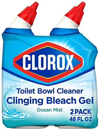 Clorox Toilet Bowl Cleaner, Clinging Bleach Gel, Ocean Mist - 24 Ounces, Pack of 2