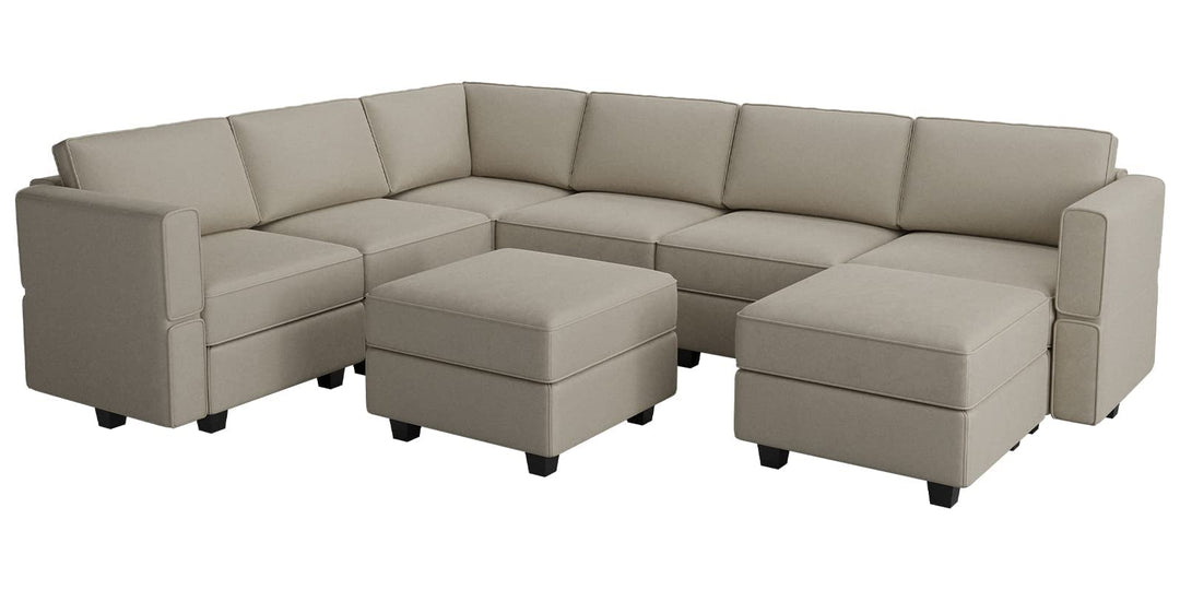 Belffin Modular Sectional Sofa with Storage Seat Oversized U Shaped Couch with Reversible Chaise Sofa Set with Ottoman Velvet Grey 