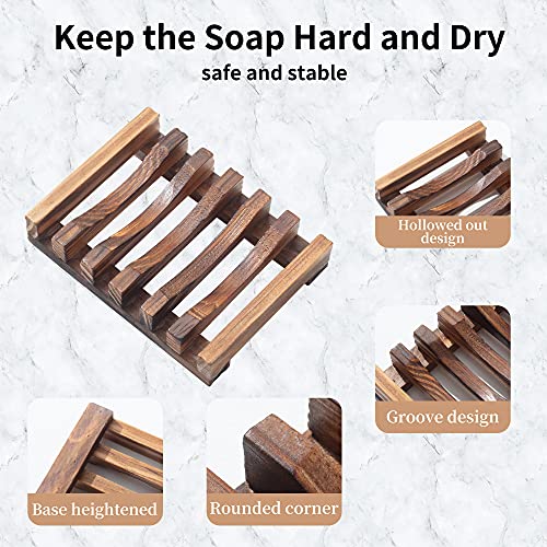 Wooden Soap Dish for Shower,Set of 2 Shower Soap Holder,Self draining Bar Soap Holder for Bathroom, Soap Saver Soap Tray Soap Stand, Vowupt Vowupt