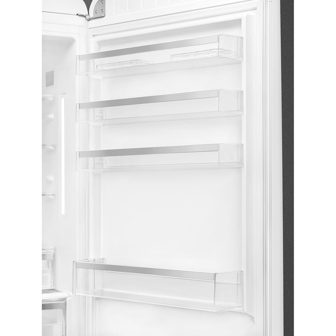 Smeg FAB28 50's Retro Style Aesthetic Top Freezer Refrigerator with 9.92 Cu Total Capacity, Multiflow Cooling System, Adjustable Glass Shelves 24-Inches, White Left Hand Hinge Made In Italy 