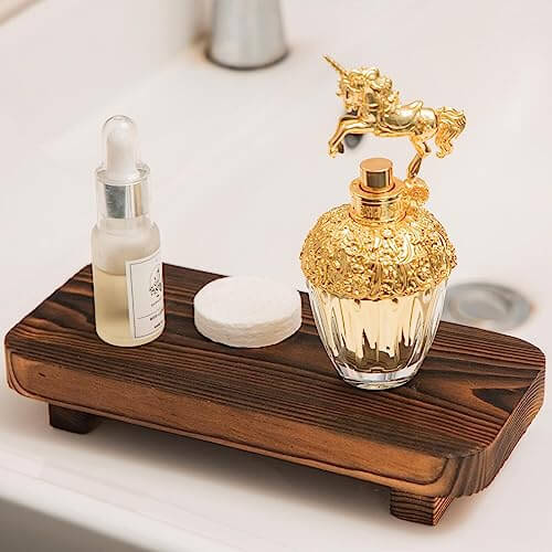 Wood Risers for Decor Display, Bathroom Counter Sink Decor, Dish Soap Tray Wood Tray for Kitchen Counter, Small Wooden Soap Stand, Wood Soap Pedestal, Soap Dispenser Stand Modern Farmhouse FLYIEE