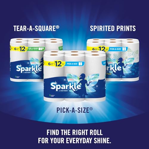 Sparkle Pick-A-Size Paper Towels, 6 Double Rolls = 12 Regular Rolls, Full And Half Sheets