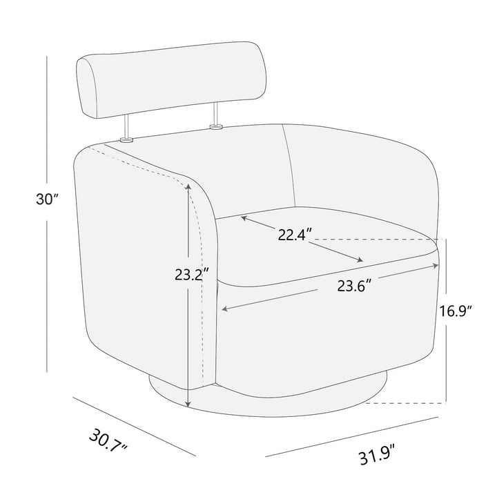 CHITA Swivel Accent Chair Armchair, Barrel Chair with Adjustable Backrest for Living Room Bedroom, Pebble Grey 
