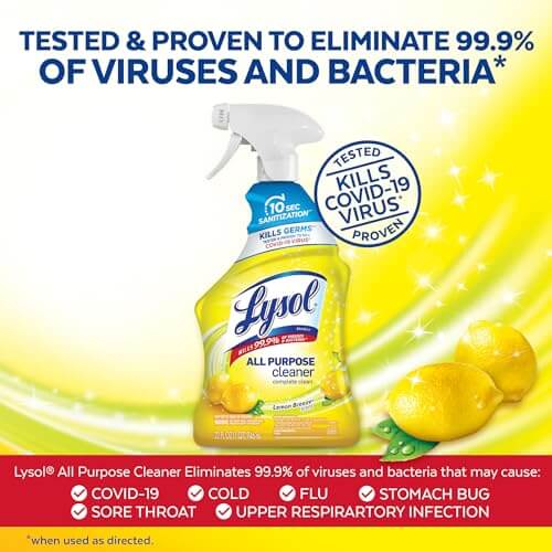 Lysol All-Purpose Cleaner, Sanitizing and Disinfecting Spray, To Clean and Deodorize, Lemon Breeze Scent, 32oz