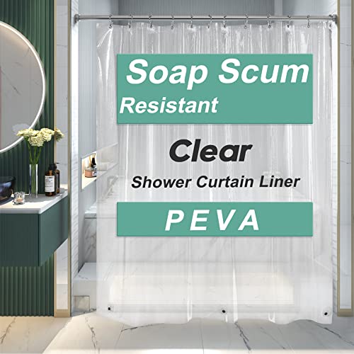 AmazerBath Shower Curtain Liner, 72x72 Clear Shower Curtain Liner, Waterproof Plastic Shower Liner, Cute Lightweight PEVA Shower Curtain for Bathroom with 3 Magnets and 12 Rustproof Metal Grommets AmazerBath