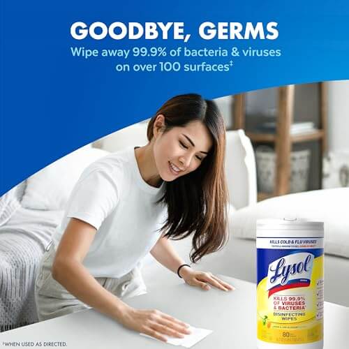 Lysol Disinfectant Wipes, Multi-Surface Antibacterial Cleaning Wipes, For Disinfecting and Cleaning, Lemon and Lime Blossom, Pack of 4 (Packaging may vary)