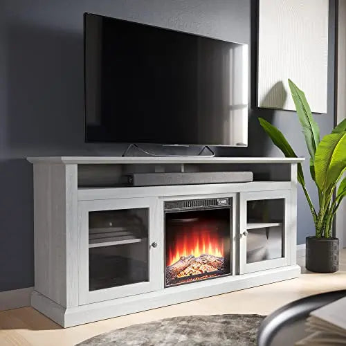 60" Modern Traditional Electric Fireplace TV Stand for TVs up to 65" - Stone Grey BELLEZE